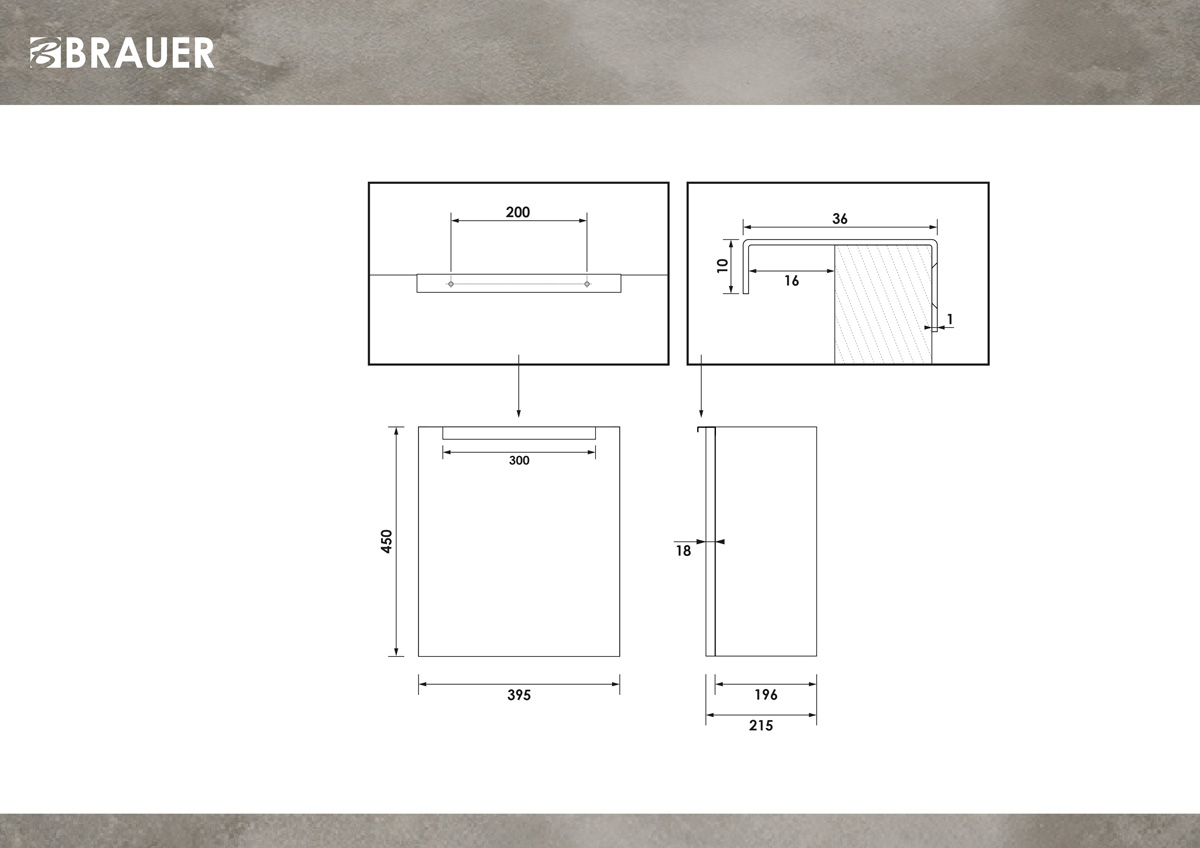 Brauer Elevate fonteinkast 40cm linksdraaiend taupe mat