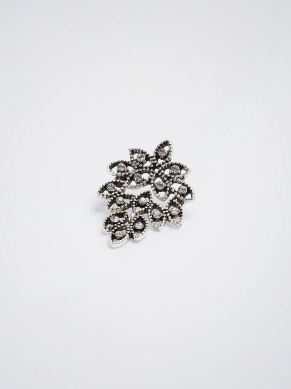 Brincos prateados com strass - Prata