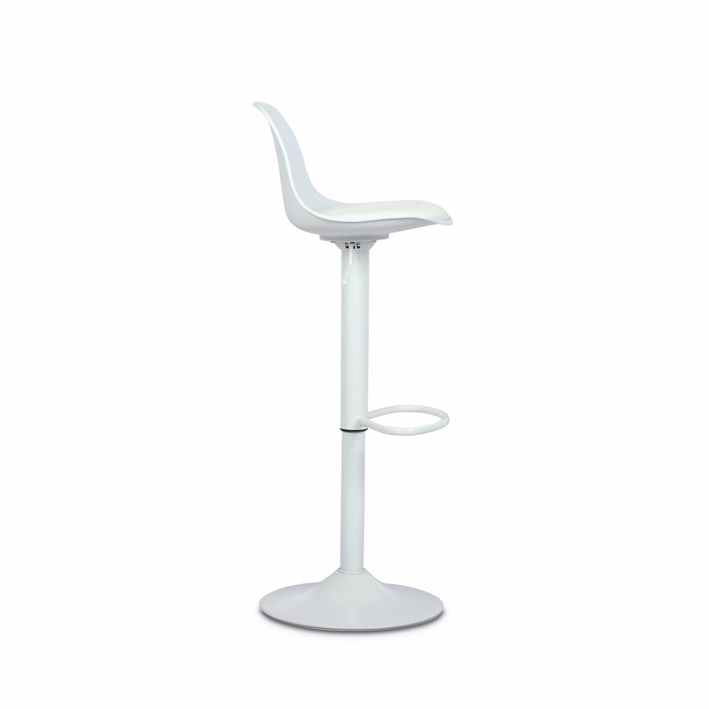 Lot de 2 tabourets de bar réglables 61.5/83.5cm - noah - simili cuir blanc - hauteur réglable. Repose-pieds