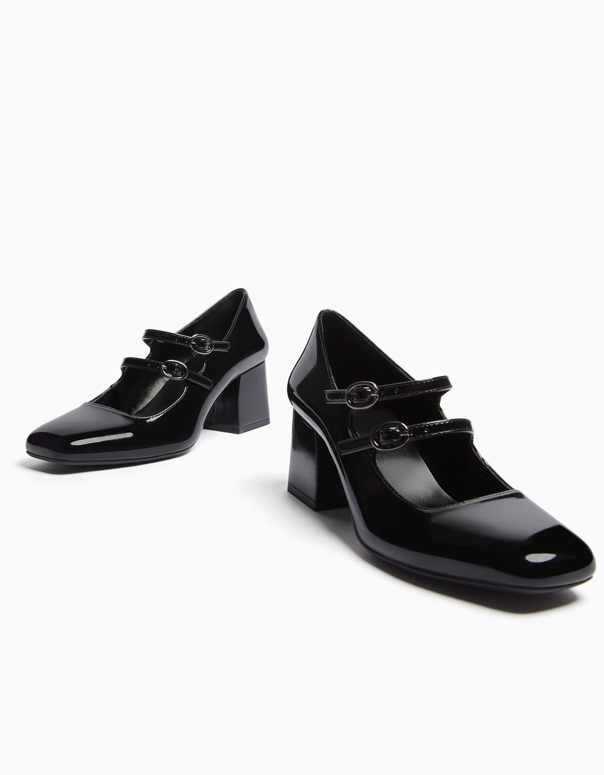 sapatos Mary Jane com salto bloco