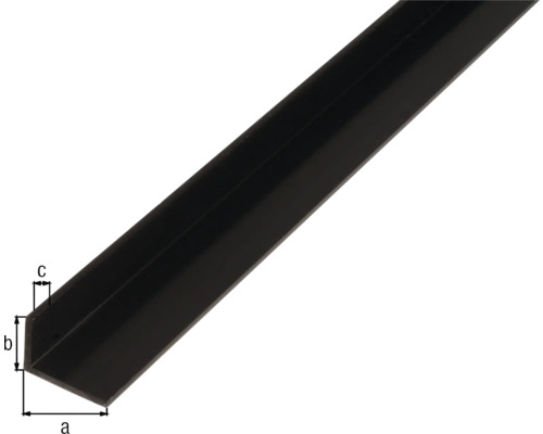 PVC hoekprofiel, zwart, 20x10x1,5 mm, 1 m