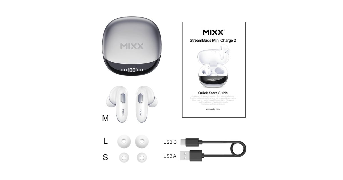 MIXXStreamBuds Mini Charge 2 True Wireless Earbuds in-ear oortjes  (Wit)