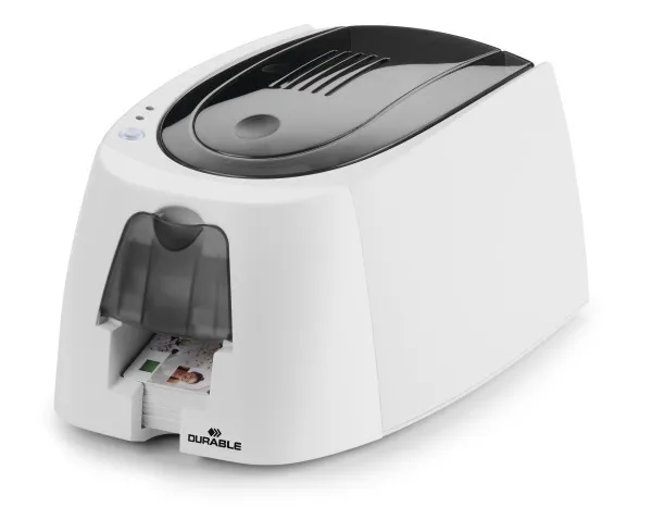 DURABLE DURACARD ID 300 - Plastikkortprinter - farve - blæksubliminering/termisk transfer - CR-80 Card (85.6 x 54 mm) - 260 x 300 dpi - op til 325 kort/time (mono) / op til 95 kort/time (farve) - kapacitet: 25 kort - USB 2.0