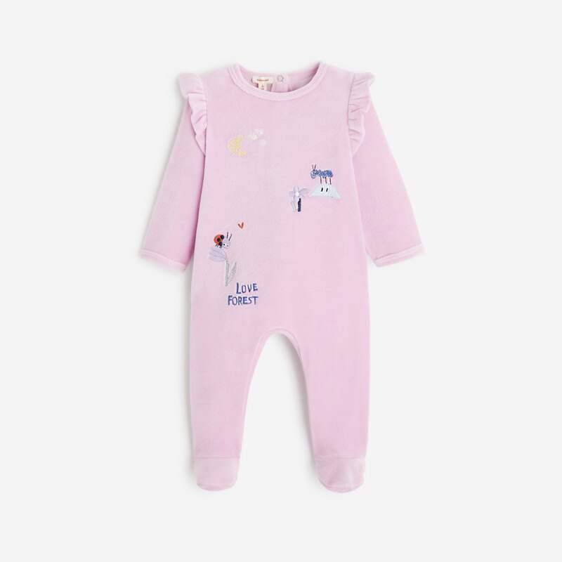 Pyjama violine bébé fille en velours maille côtelée violet Catimini Mauve Violet