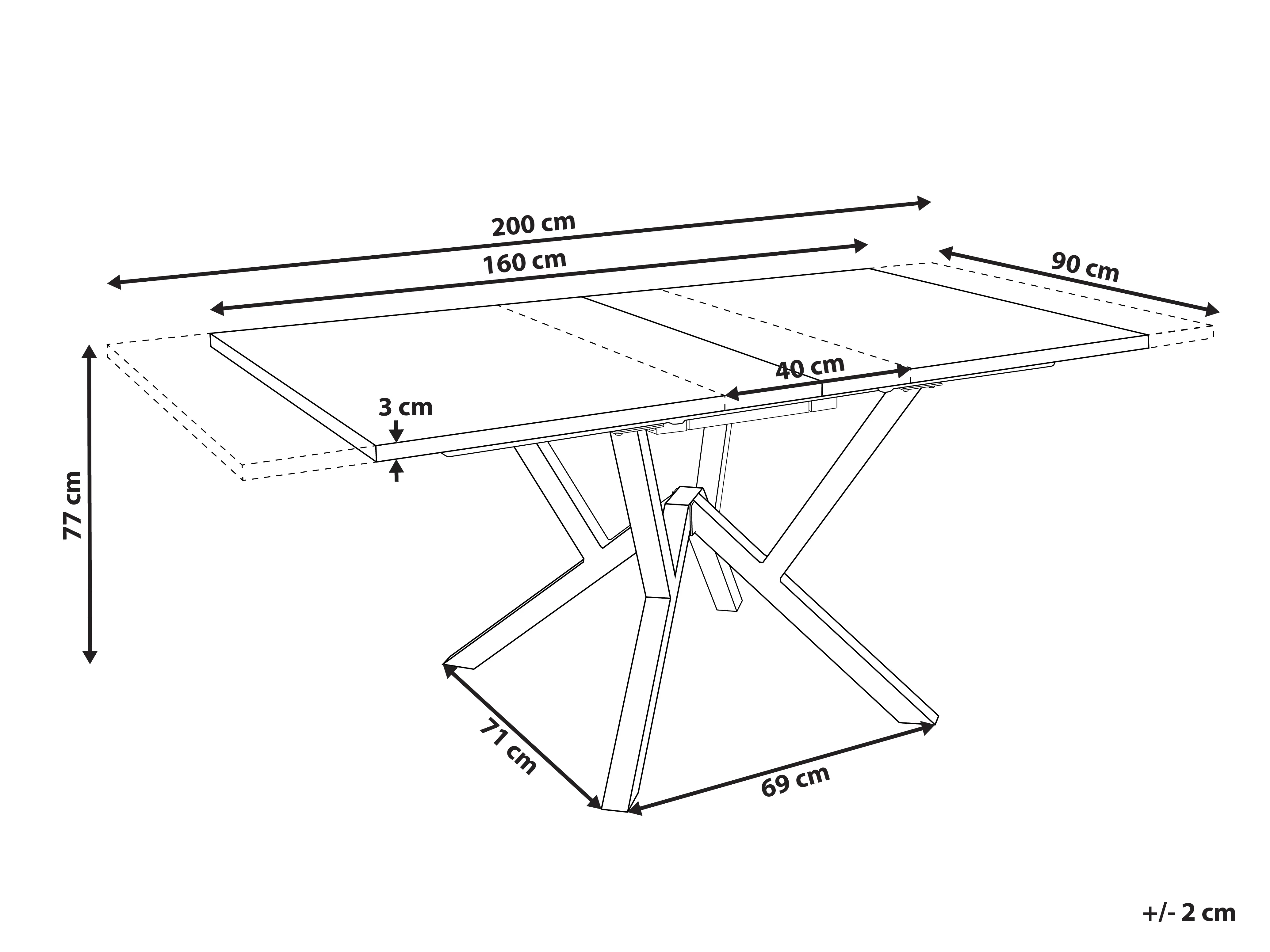 Eettafel uitschuifbaar ANSELL Lichtbruin 90 cm 160/200 cm