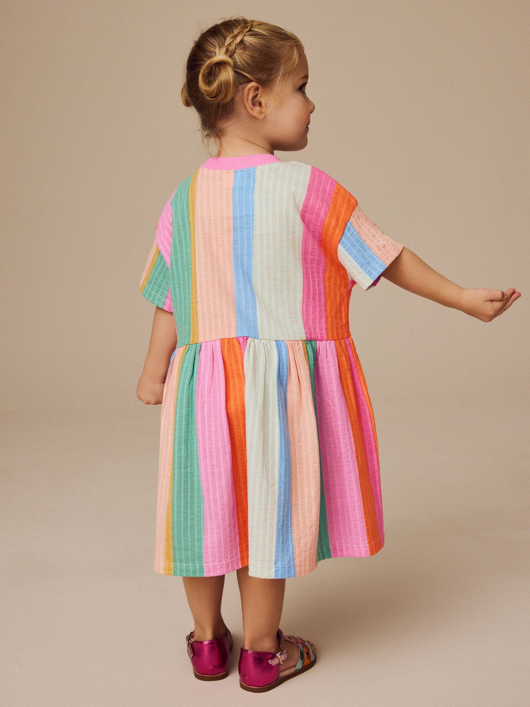 Regenboogstrepen - Zomerjurk met korte mouwen (3mnd -7jr)