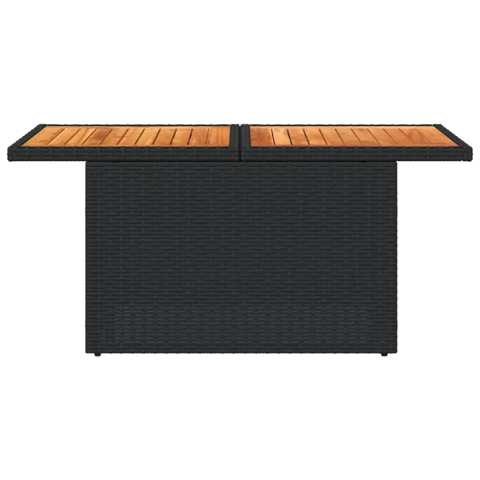 vidaXL - Tuintafel - Zwart - Poly rattan en acaciahout - 100x55x73 cm