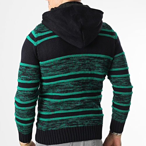 Gilet Zippé Capuche 3000 Bleu Marine Vert