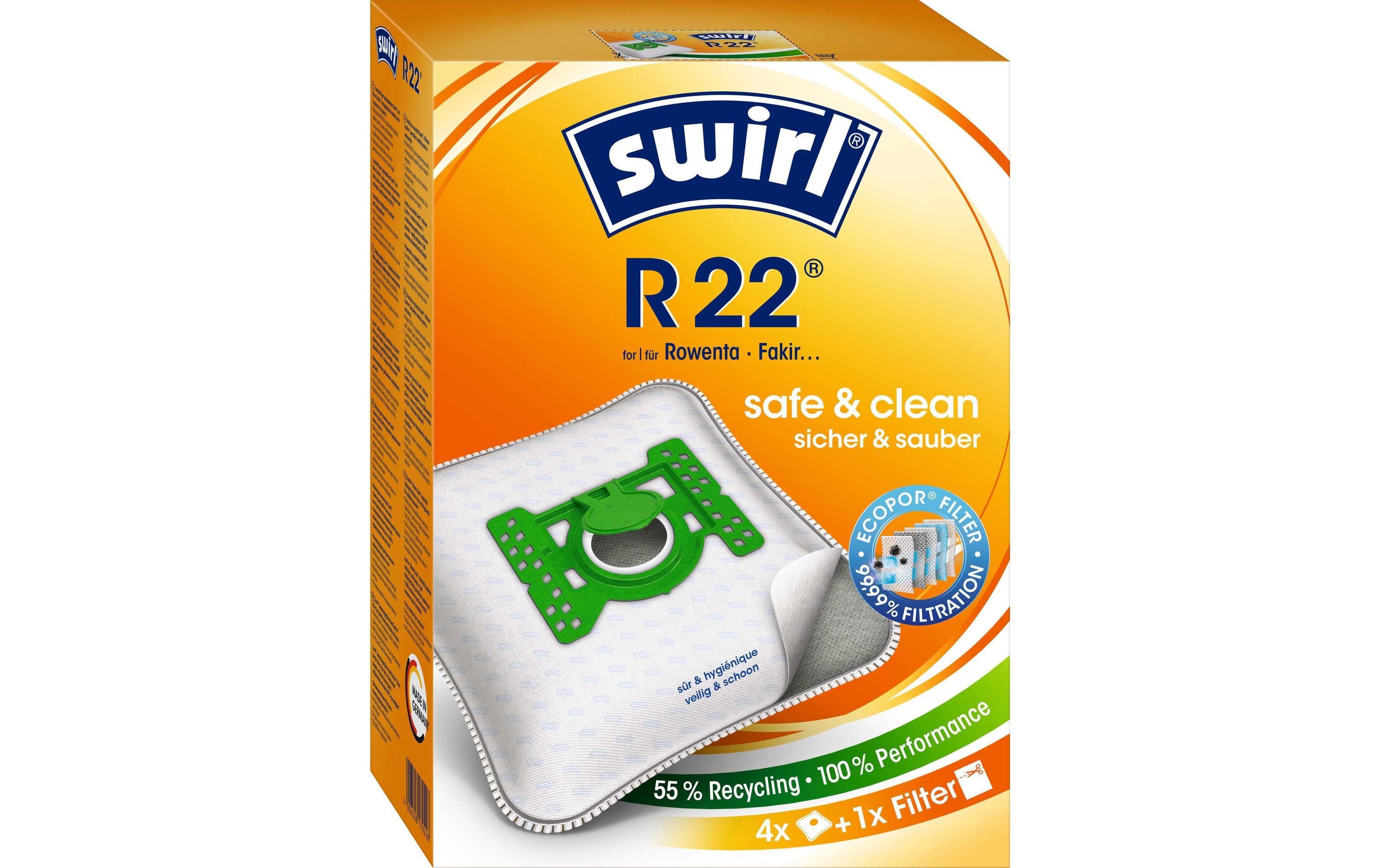 Staubfilterbeutel R 22 EcoPor 4 StückErsatz-Staubbeutel für bestimmte Staubsaugermodelle von Rowenta, Alaska und Fakir