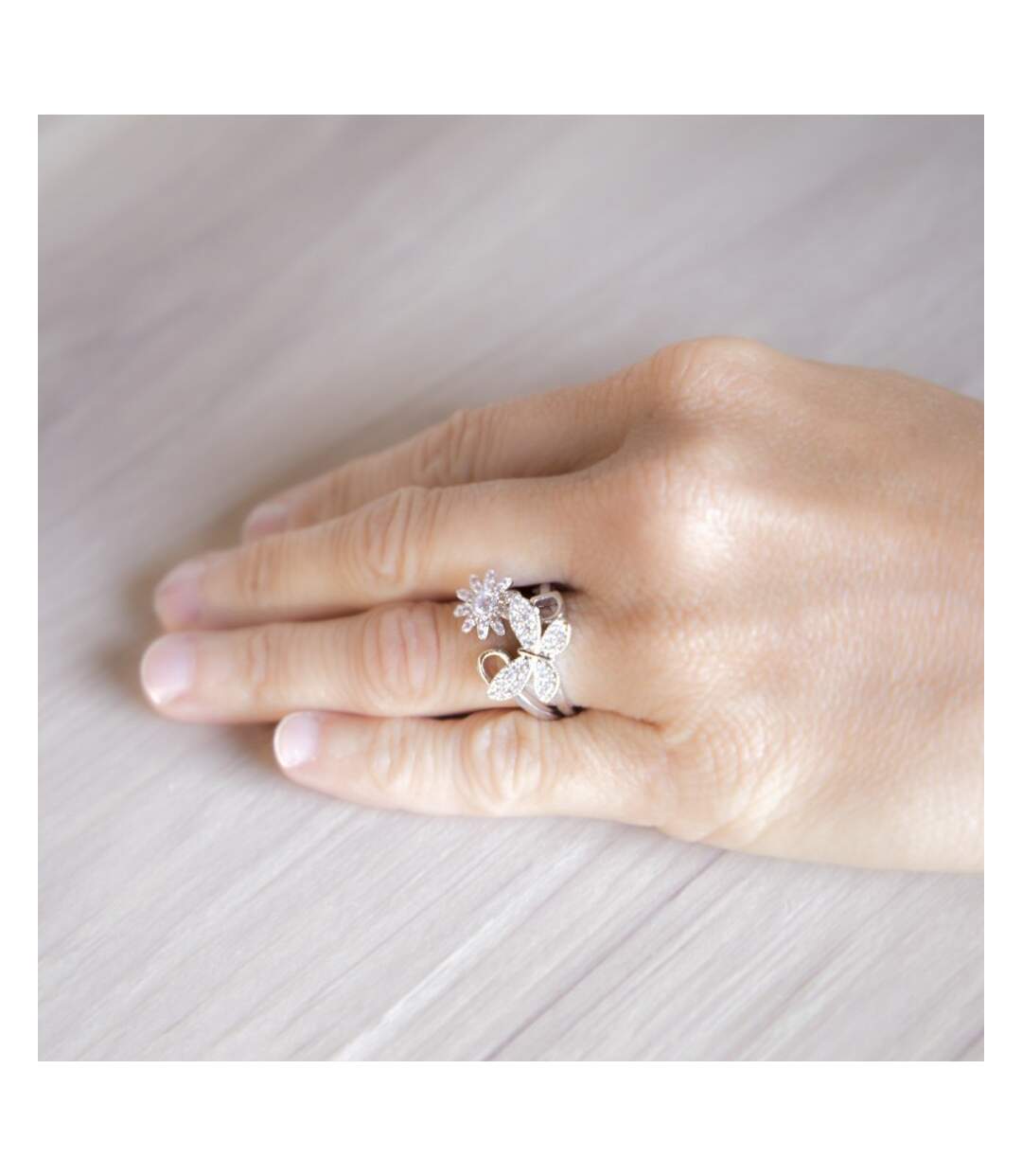 Bague Pas Chère Femme Ajustable LILA Strass