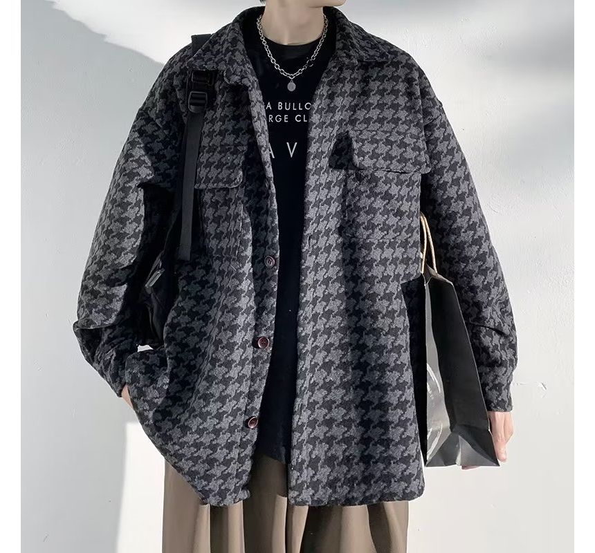 Ateso - Pied-de-poule wollen oversized overhemdjas