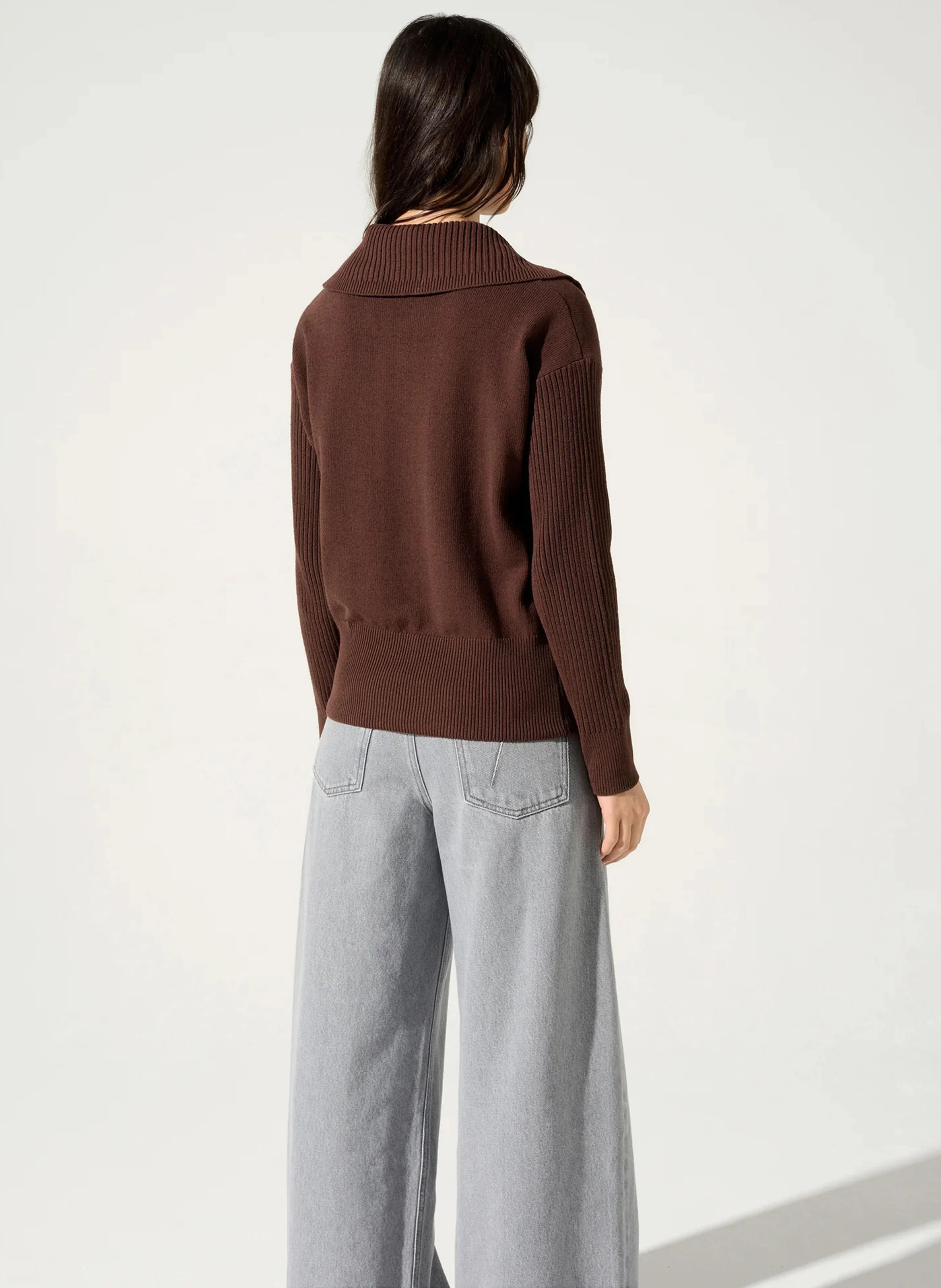 GORDAN - Pull col camionneur zippé | Marron