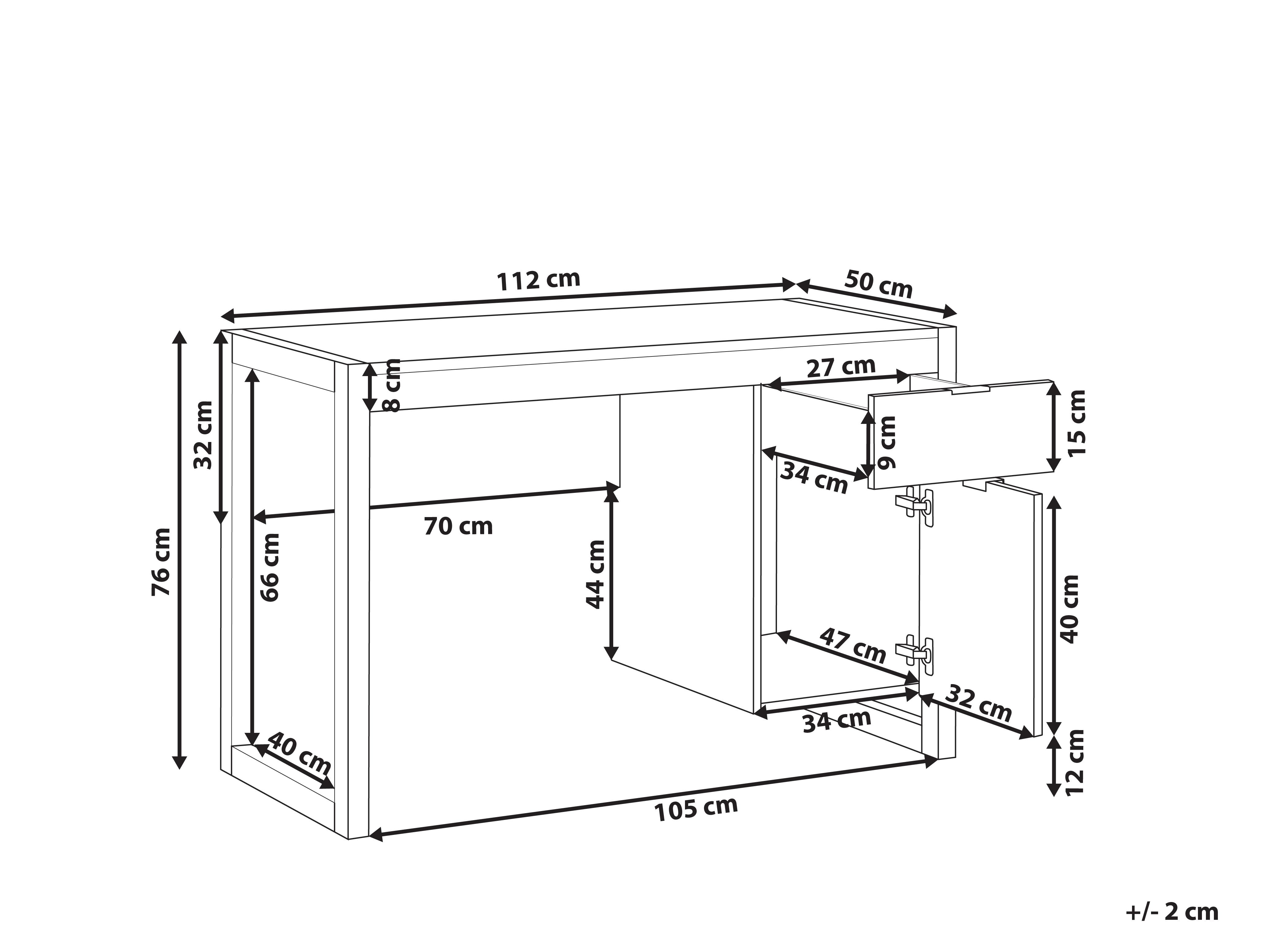 Bureau JOHNSON Bruin/wit 112 cm 50 cm met opbergruimte