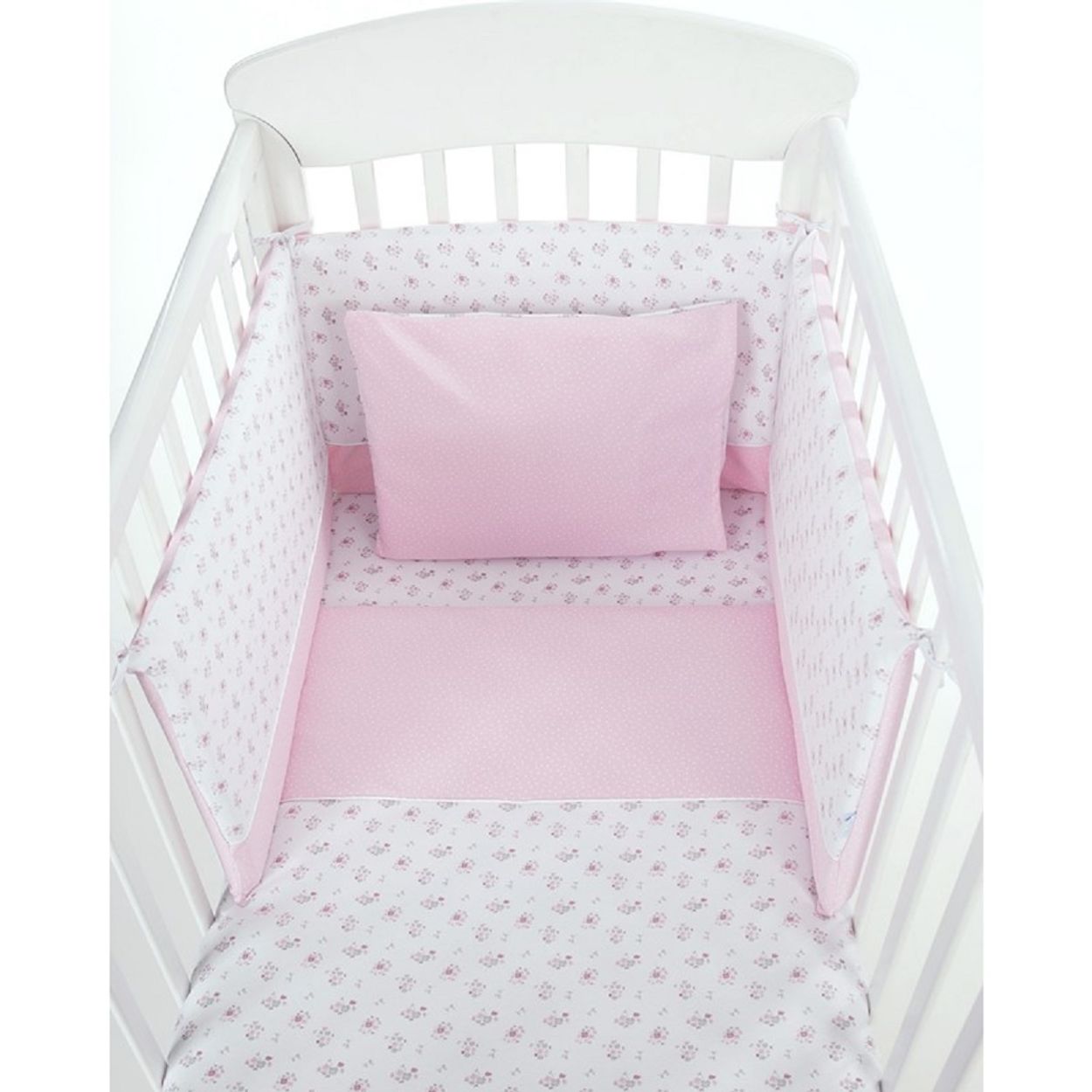 Kikkaboo Babybettwäsche 5-tlg Decke 135x95cm Kissen Nestchen für Bett 120x60cm rosa
