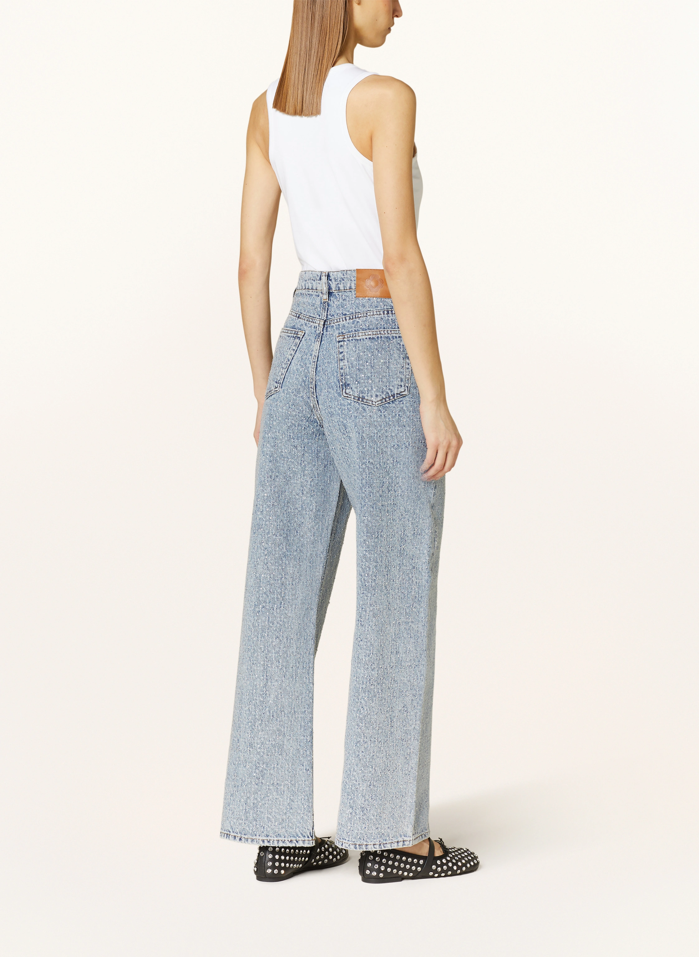 maje Straight Jeans mit Schmucksteinen