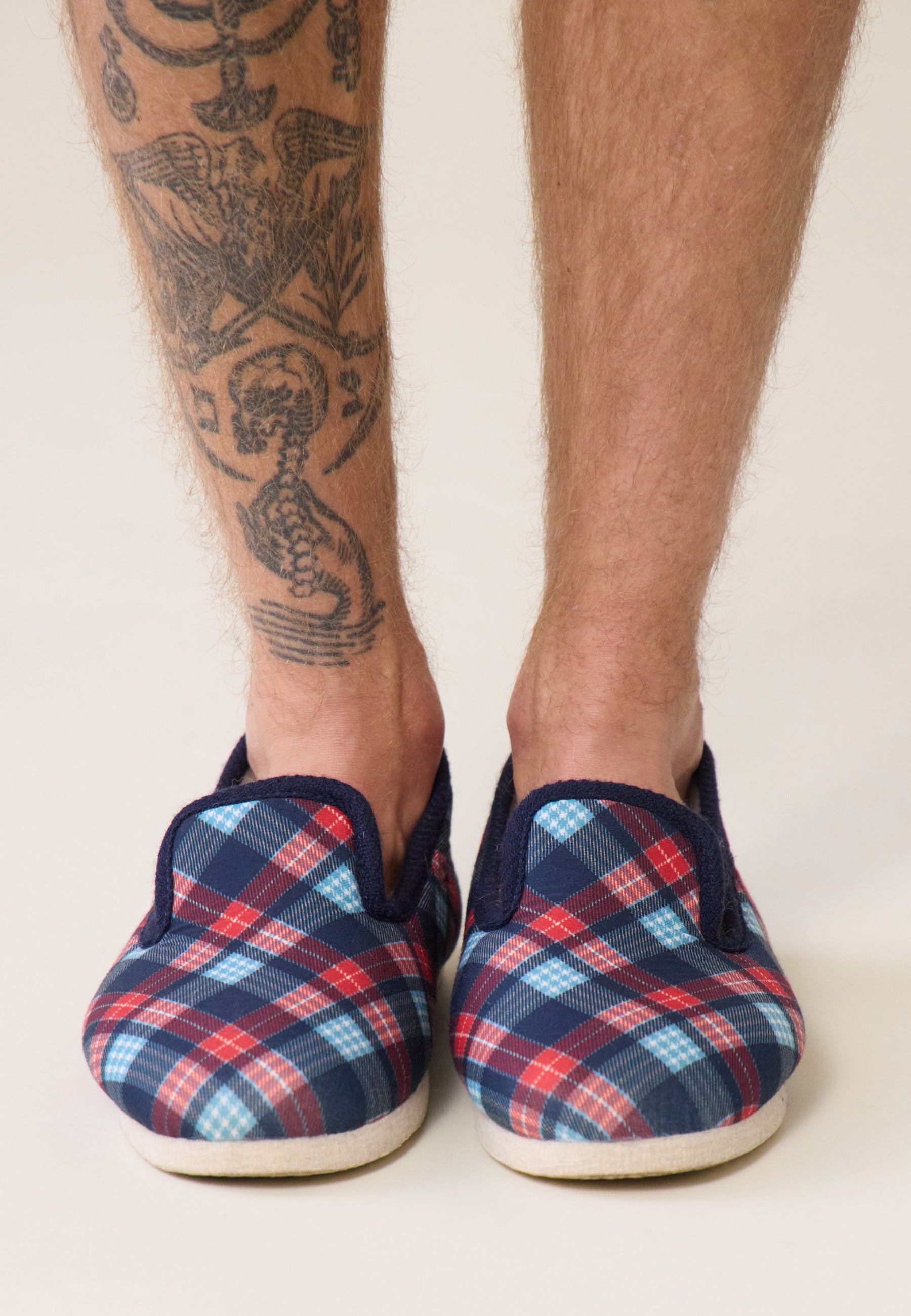 Chaussons d'intérieur en laine-Pantoufles Tartan