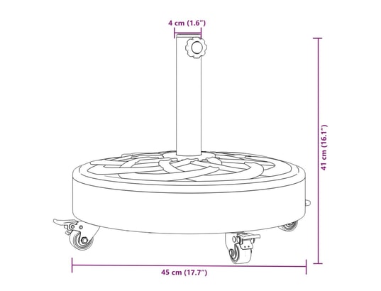VIDAXL - Accessoire parasol Base de parasol avec roues pour mâts ø38 / 48 mm 27 kg rond