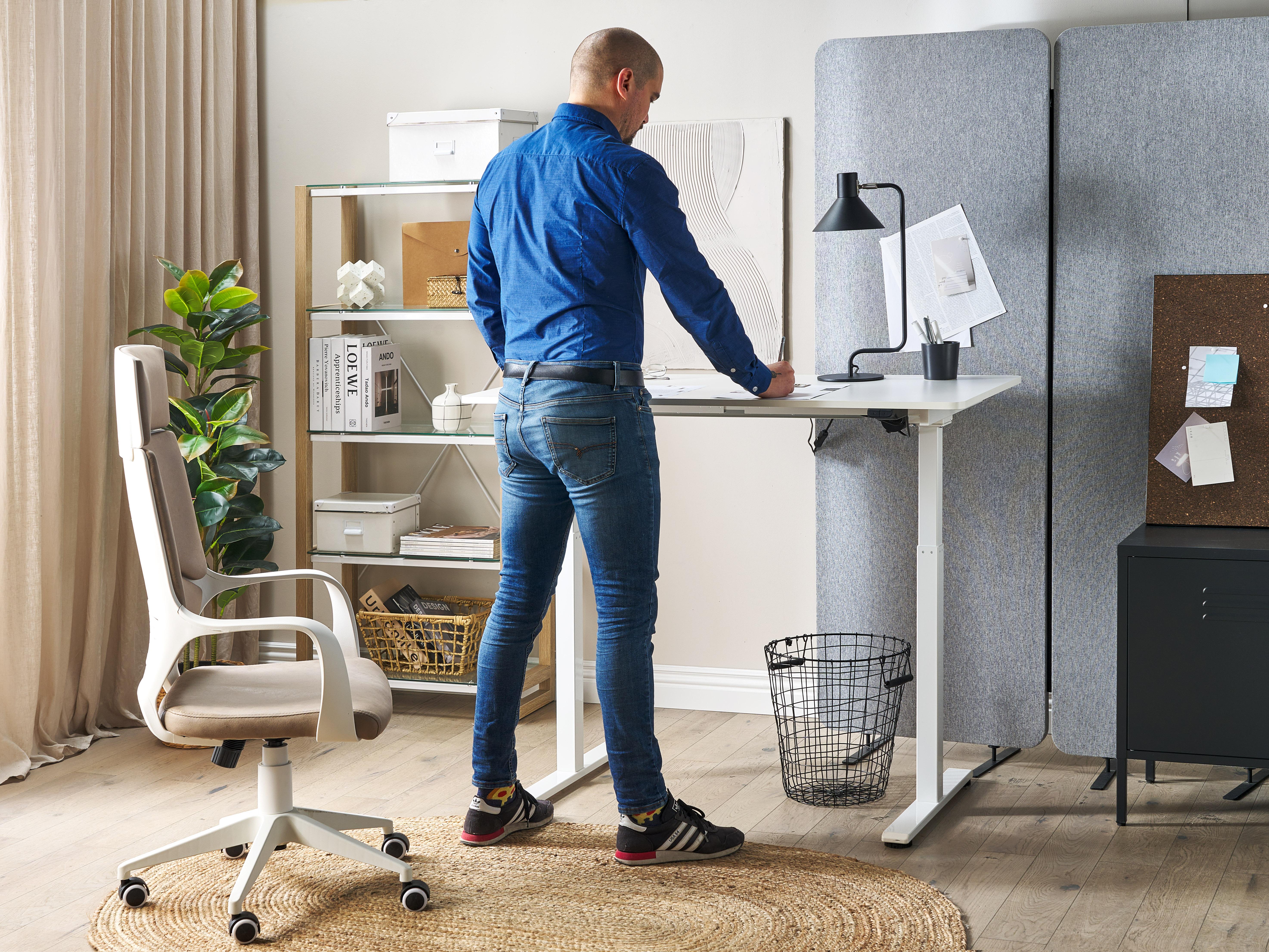 Elektrisch verstelbaar sta-bureau GRIFTON Wit 120 cm 60 cm