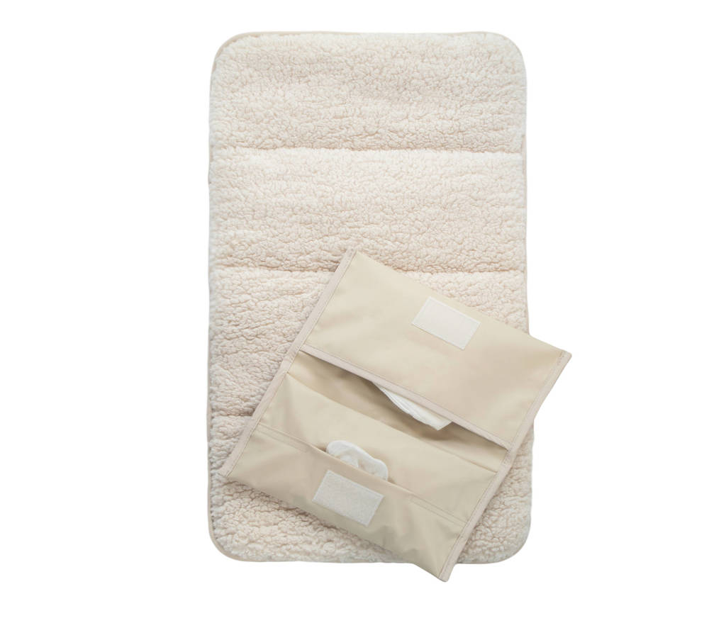 Napper verschoonmatje + luieretui met teddy beige
