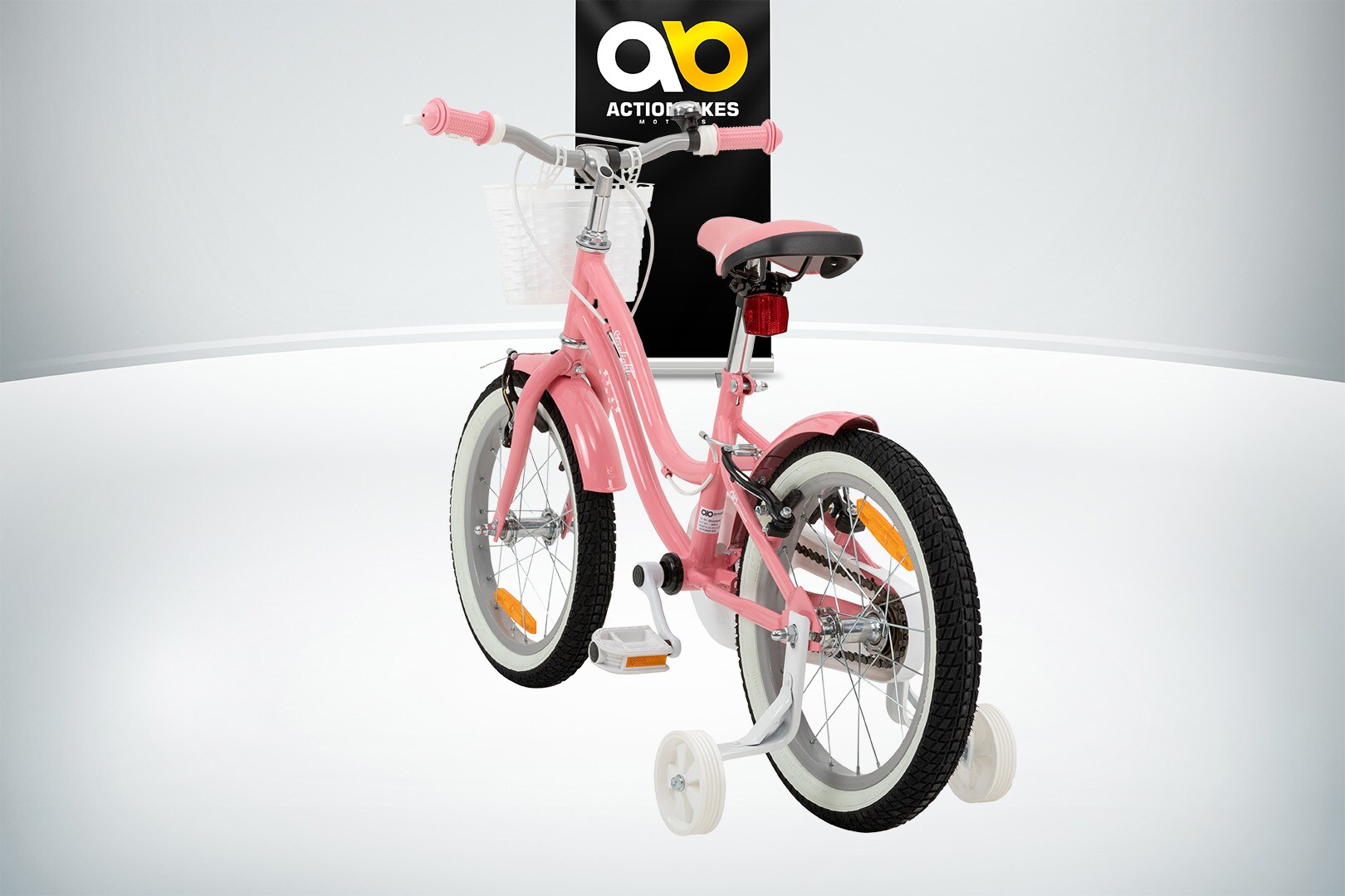 Actionbikes Kinderfahrrad Starlight 16 Zoll, Rosa, Stützräder, Fahrradkorb, Klingel, Kettenschutz (Classic)