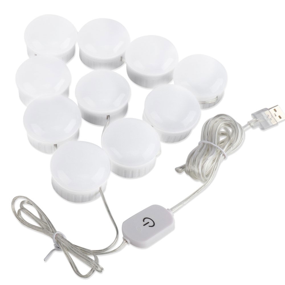 (10er Set) Schminkleuchten LED Lichter Nachrüst Kit für Make Up Spiegel - Hollywood Superstar