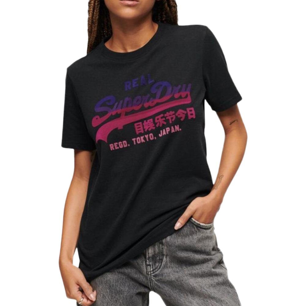 Superdry T-shirt Noir Femme Superdry Tonal Graphic