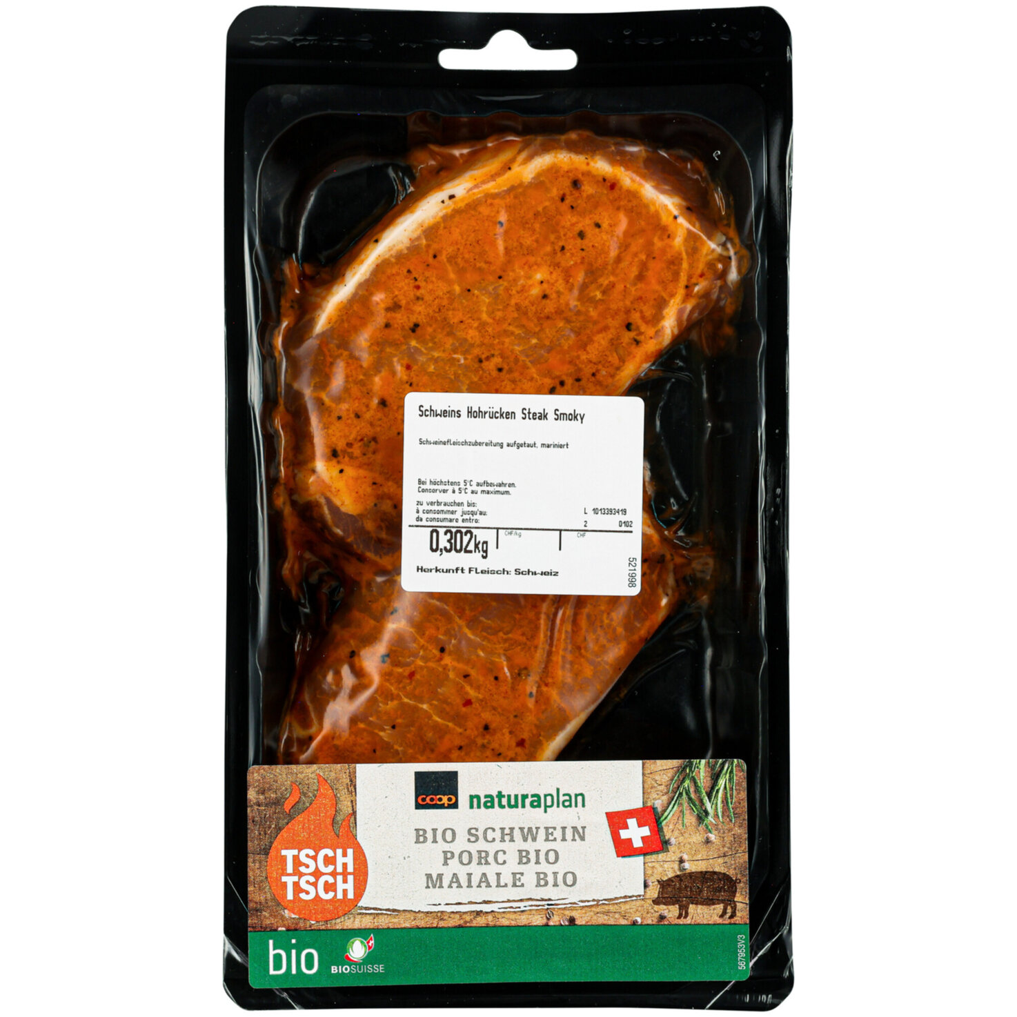 Naturplan Bio Schweins Hochrückensteak mariniert ca. 320g