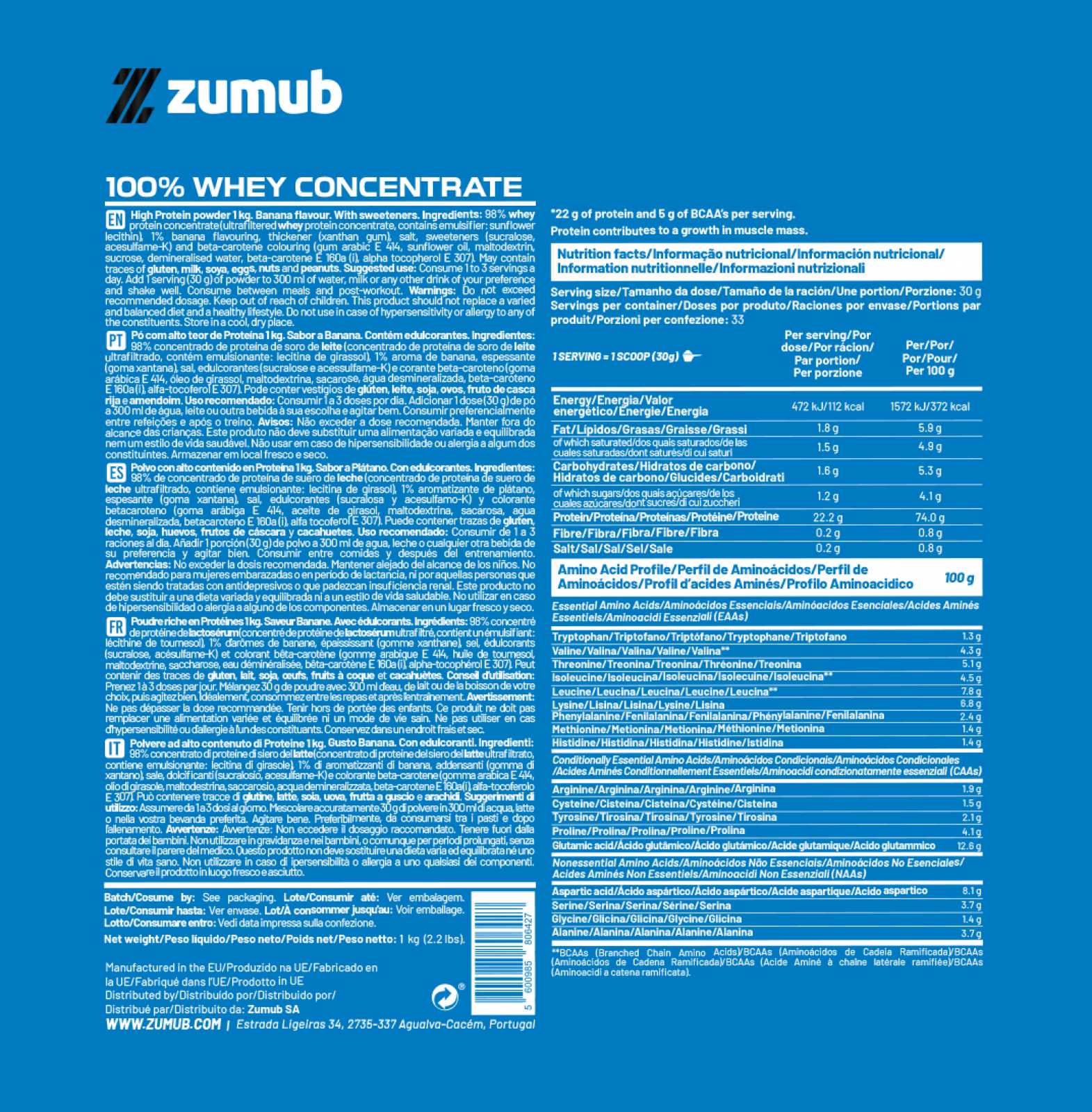 Zumub Concentrado de Soro de Leite 100% Puro 30g
