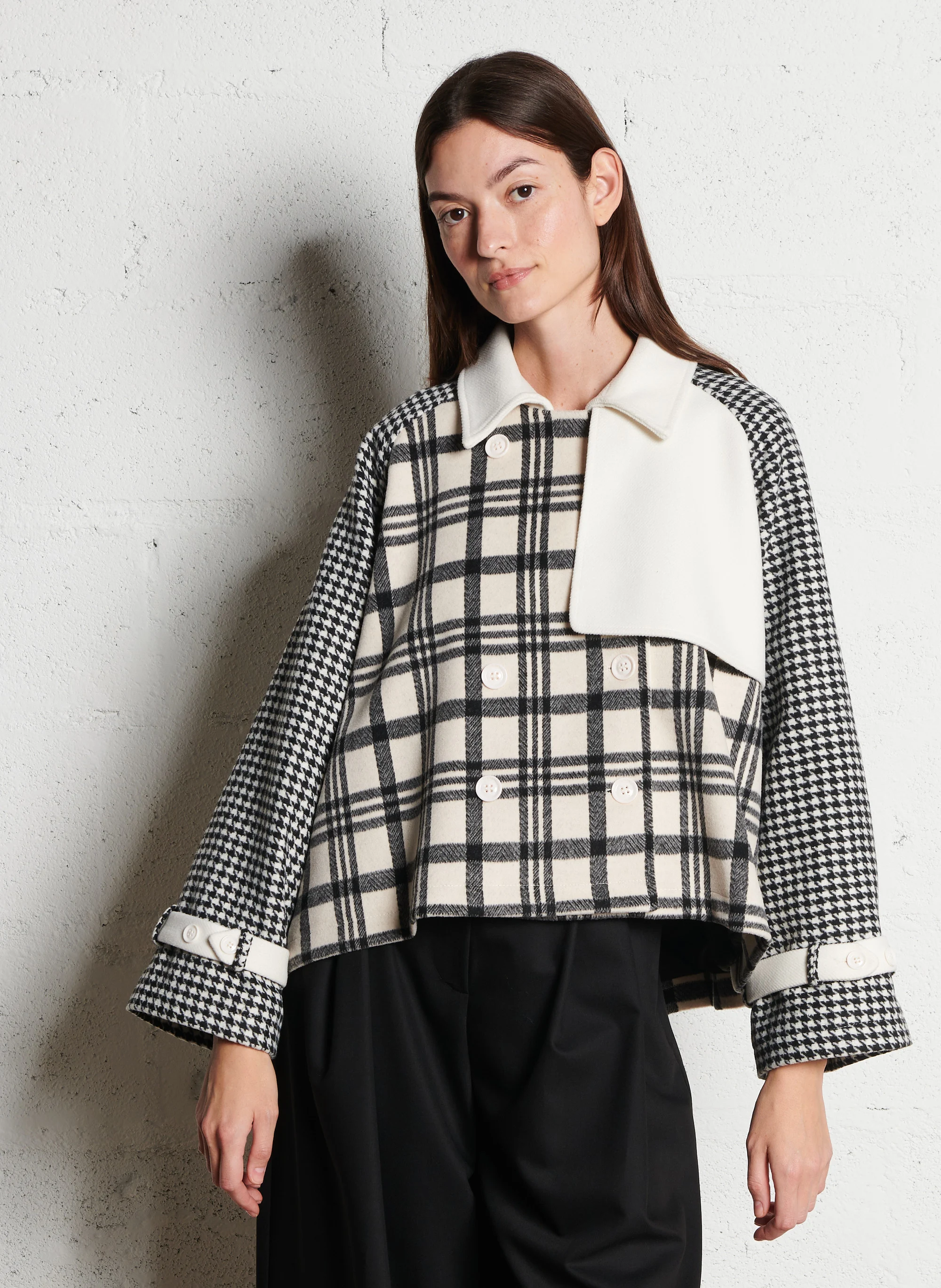Manteau court imprimé| Blanc