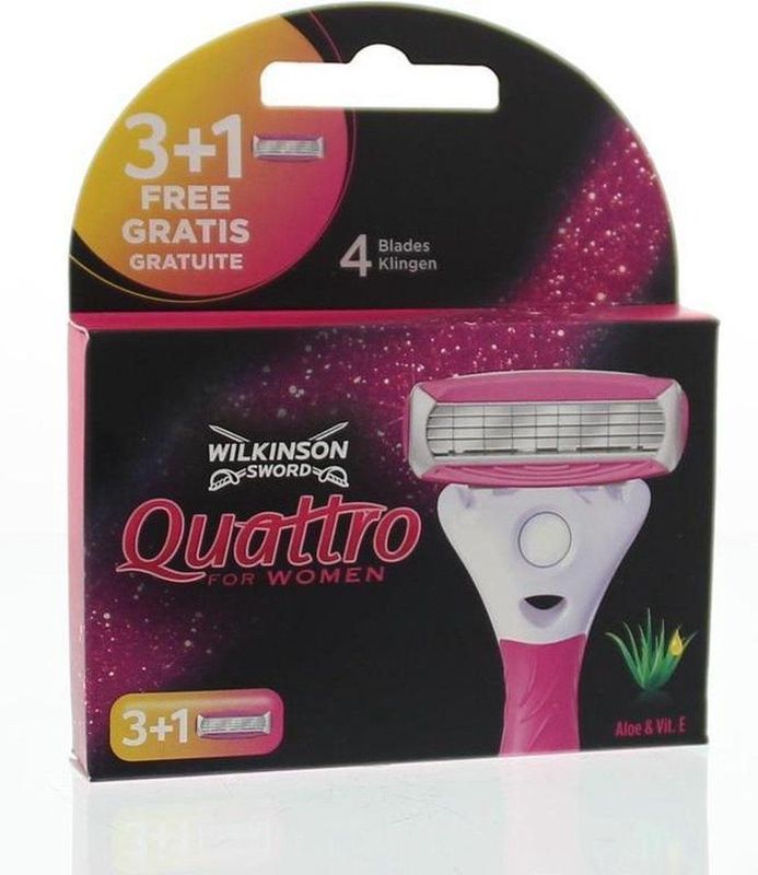 Wilkinson Sword Quattro for Women Scheermesjes voor dames, 3 + 1 stuks