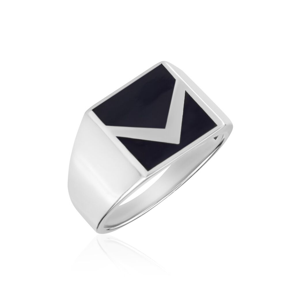 Chevalière Argent Blanc Christoffer Email