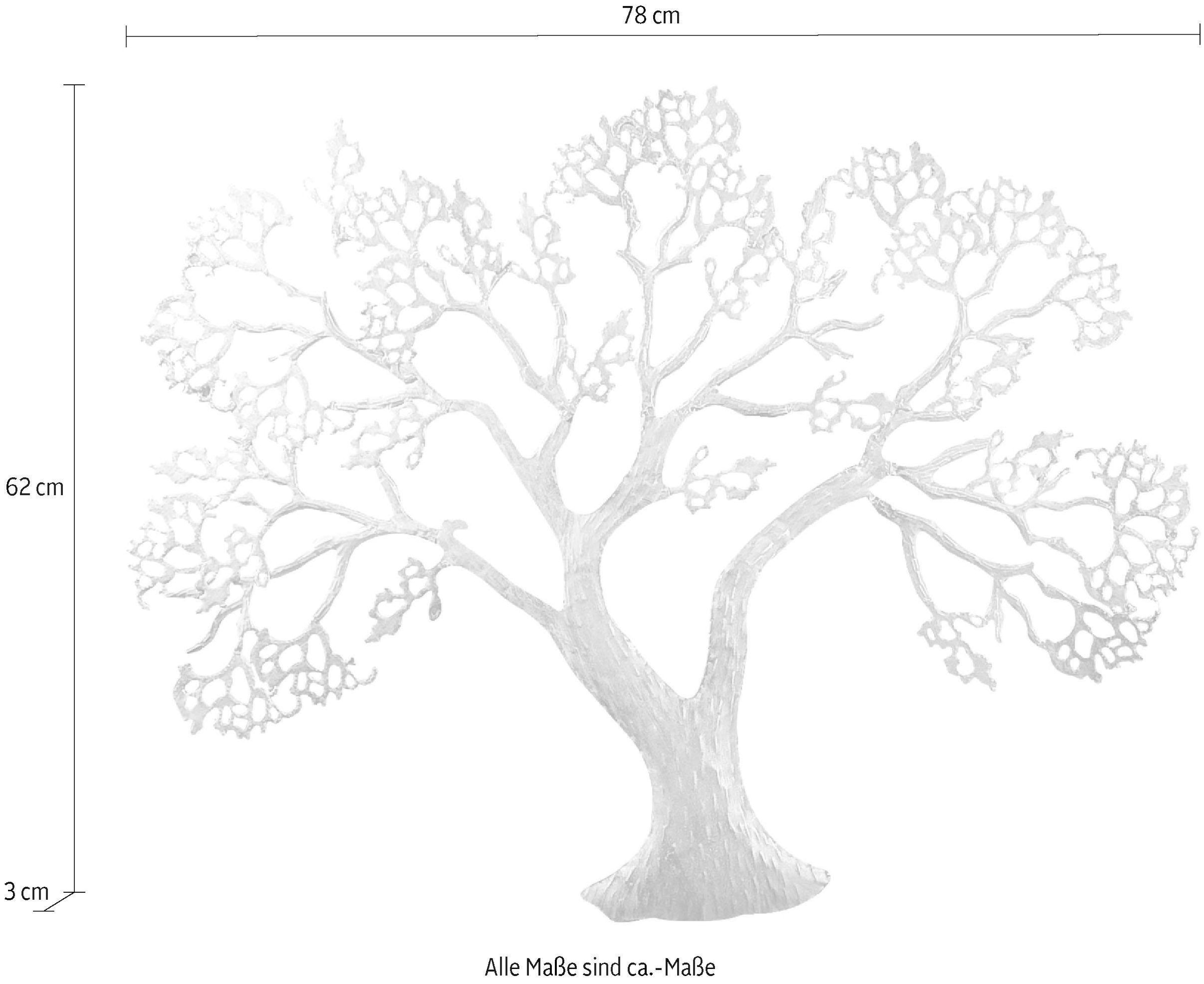 GILDE Wanddekoobjekt »Wandrelief Baum, silber« Wanddeko, aus Metall, dekorativ im Esszimmer & Wohnzimmer
