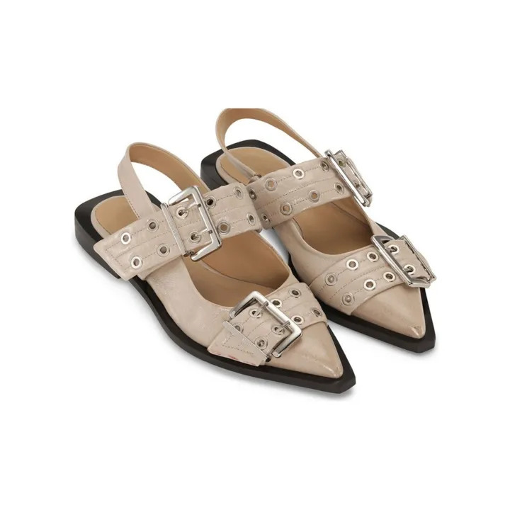 Ganni Ballerines Féminines Vernis Fibres Recyclées | Taupe