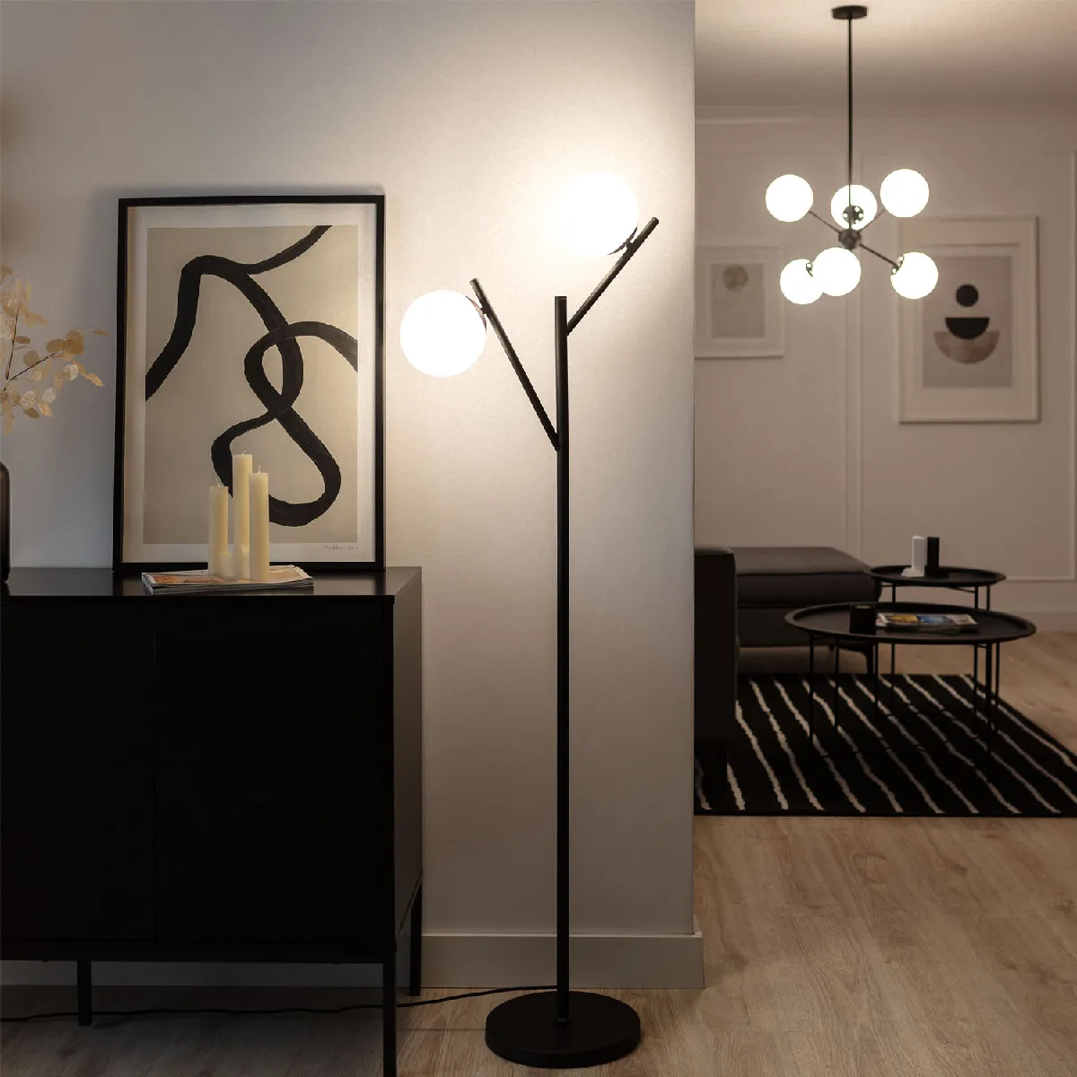 Ledkia Lampadaire Balts - Noir