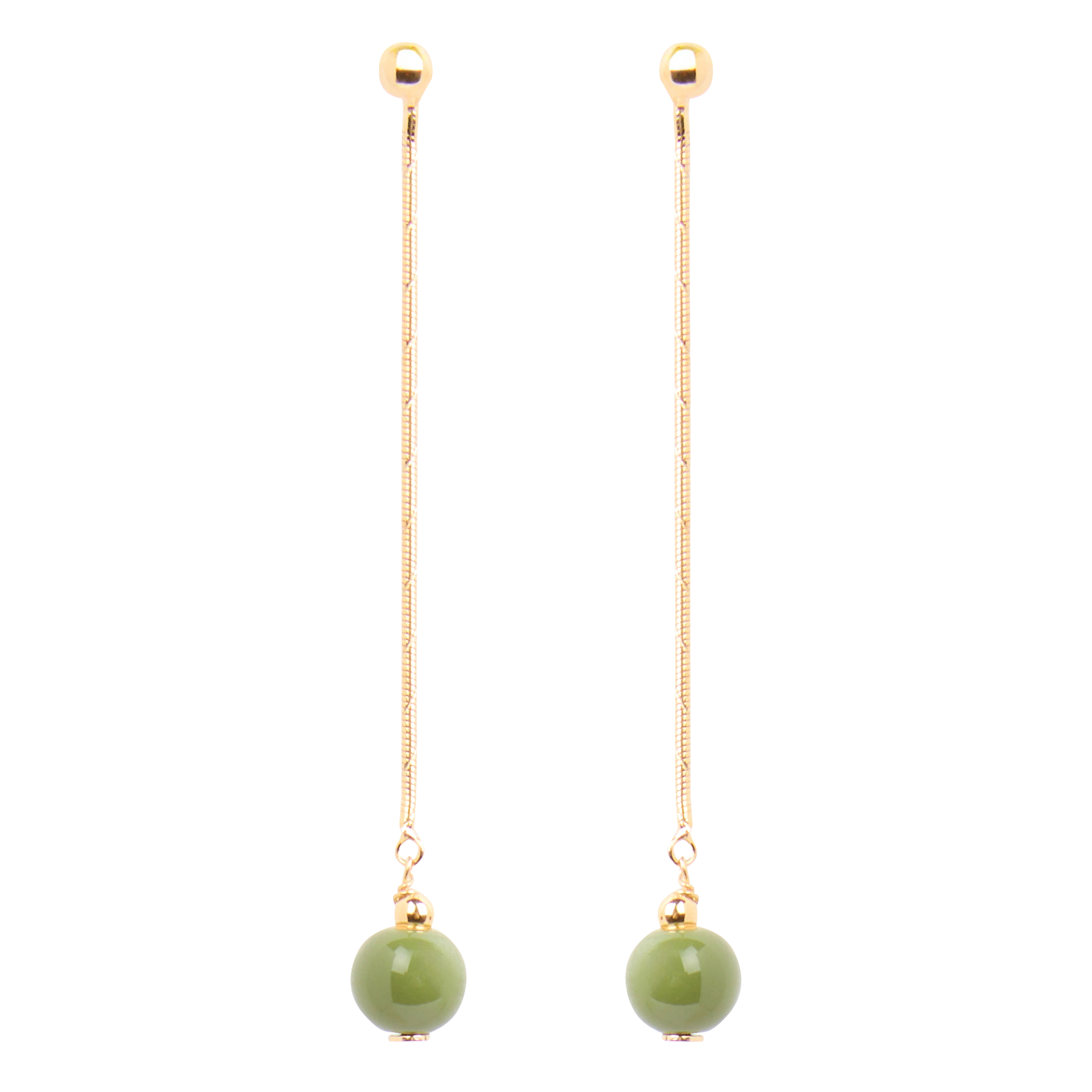 MINI LEAN - Boucles d'oreilles pendantes en laiton doré | Vert