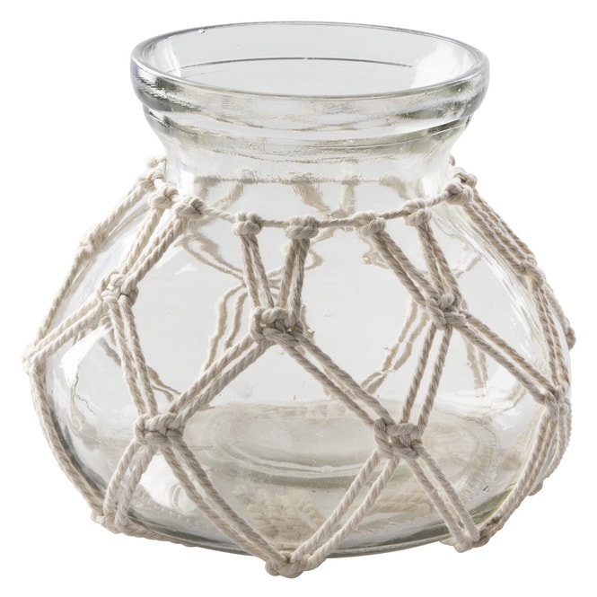 Teelichthalter - Makramee - aus Glas - ca. 11,5 x 15 cm