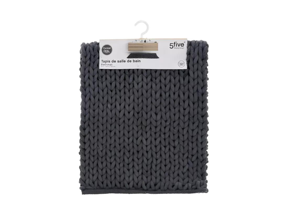 Grand Tapis de Salle de Bain épais Gris foncé 50 x 120 cm