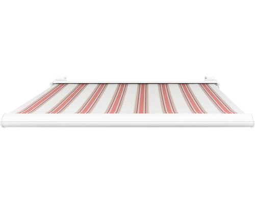 SOLUNA cassettescherm Exclusiv 2x1,5 doekdesign 8783 frame RAL 9010 verkeerswit aandrijving rechts incl. motor en wandschakelaar