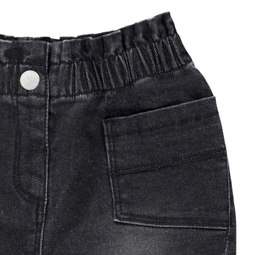 Jean paperbag effet délavé pour bébé fille - Noir