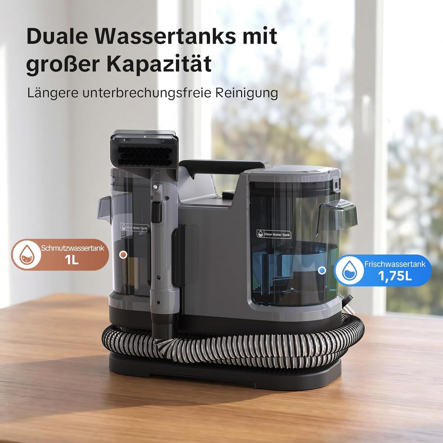 Lubluelu Nasssauger Polsterreiniger Gerät mit 600 W – 20 kPa Teppichreiniger Waschsauger, tragbarer Teppich Reinigungsgerät mit Selbstreinigungsfunktion und langem Schlauch für Teppiche, Sofas & Autos