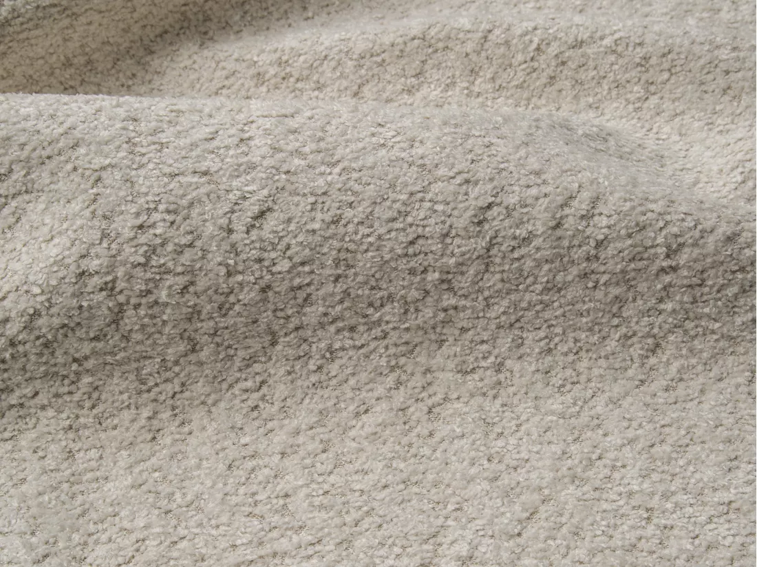 Canapé 3 places convertible express en tissu bouclette beige - Couchage lattes larges 140 cm - Matelas 18 cm CALITO