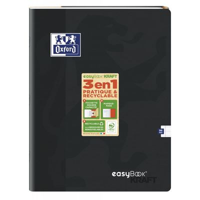 Oxford EasyBook Kraft - Cahier 24 x 32 cm - 96 pages - grands carreaux (Seyes) - disponible dans différentes couleurs