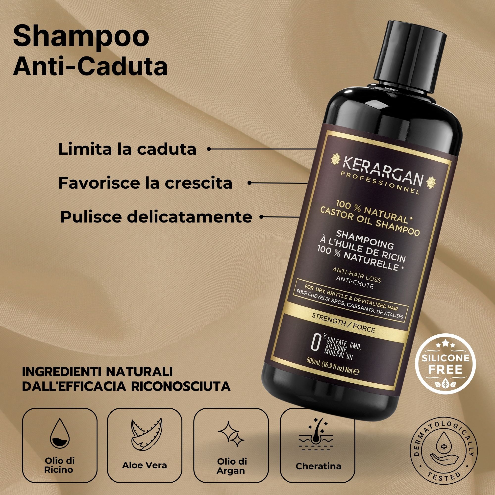 Kerargan - Anti-Haarausfall Duo Shampoo, Conditioner & Maske Rizinusöl
