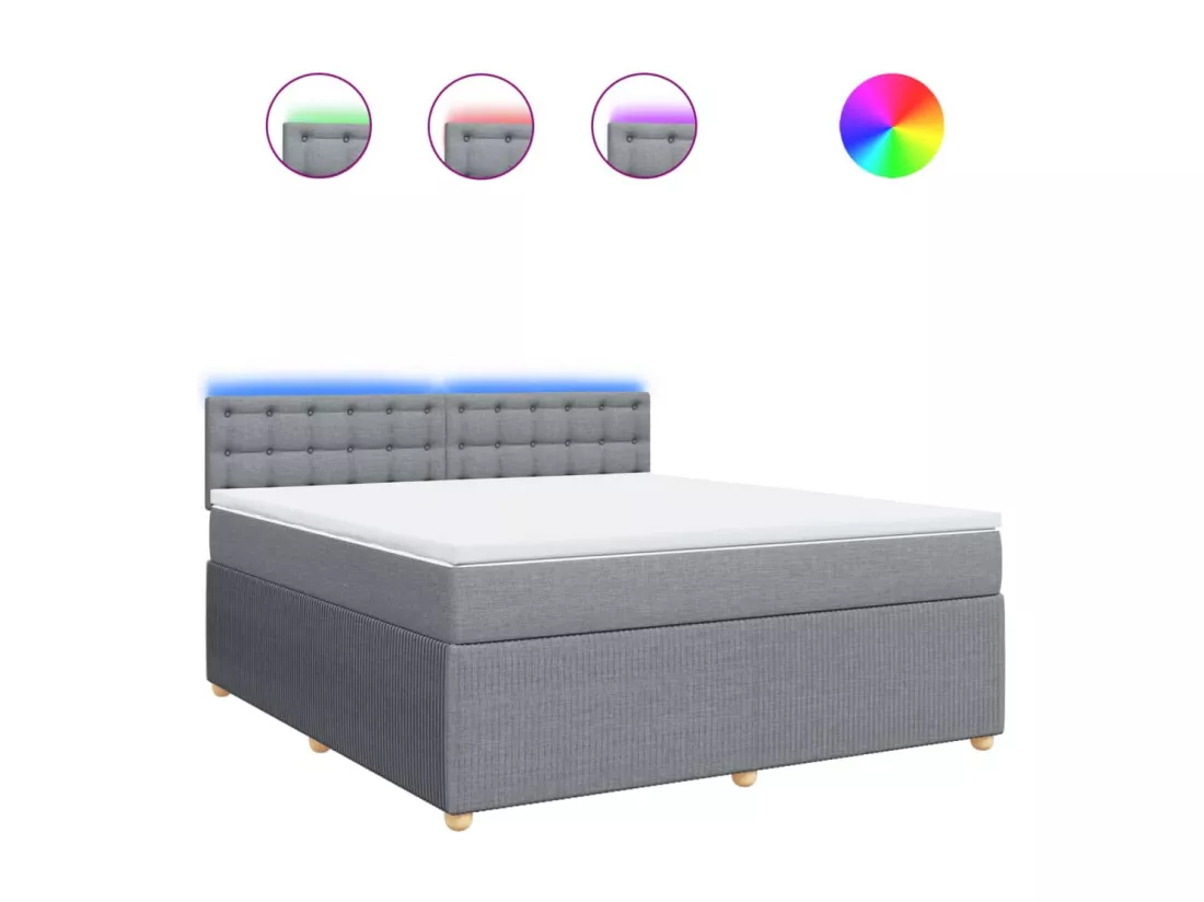 Sommier à lattes de lit avec matelas Gris clair 180x200cm Tissu