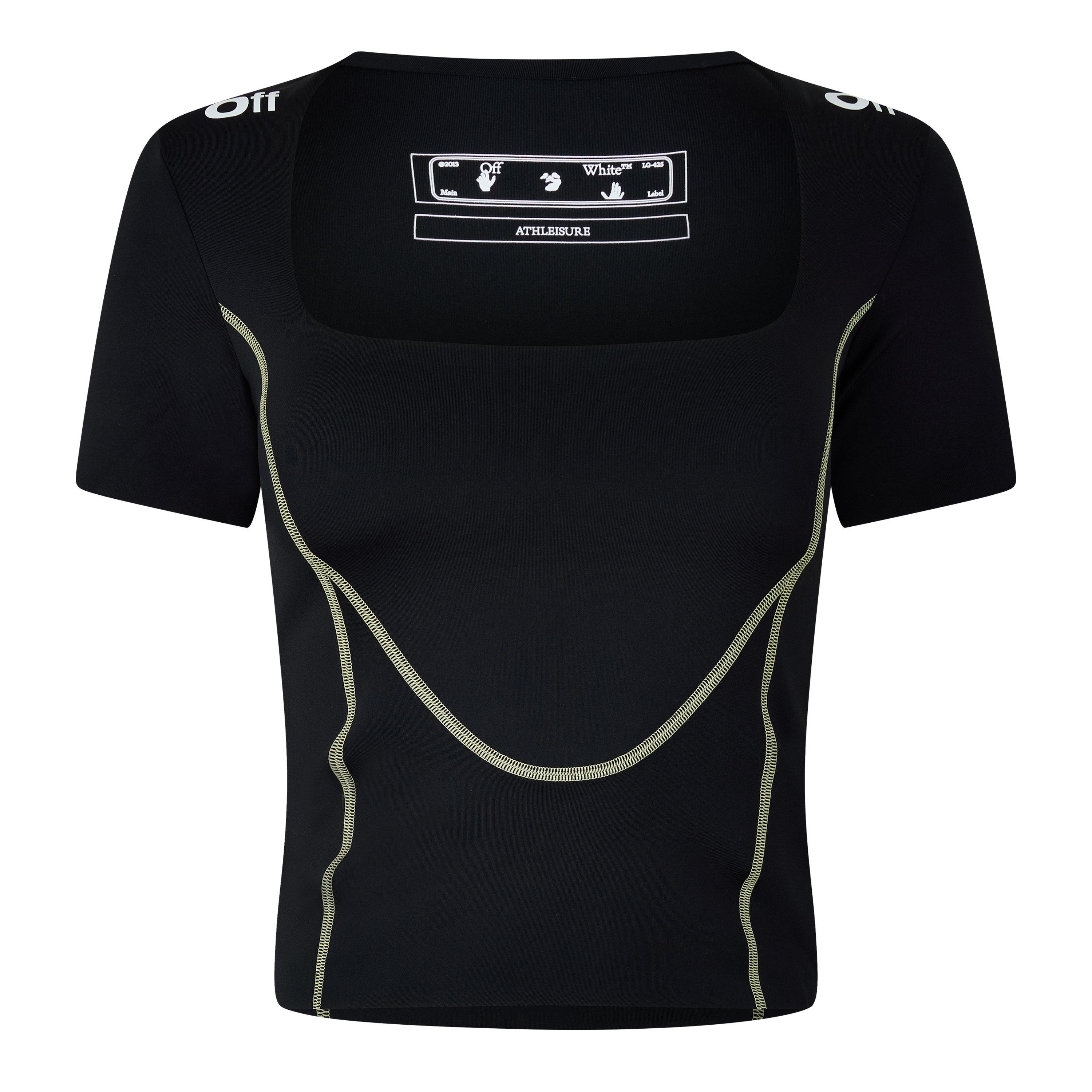 Off White Contrast Stitched T Shirt
