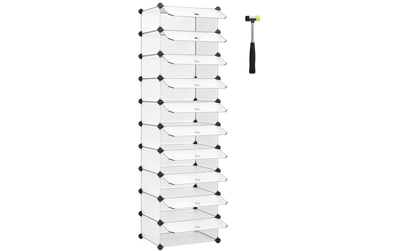 Schuhschrank 43 cm x 173 cm, Schwarz/WeissSchuhkästen mit Türen