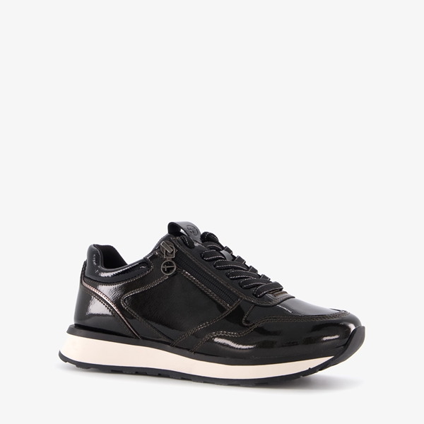 Tamaris dames lak sneakers zwart