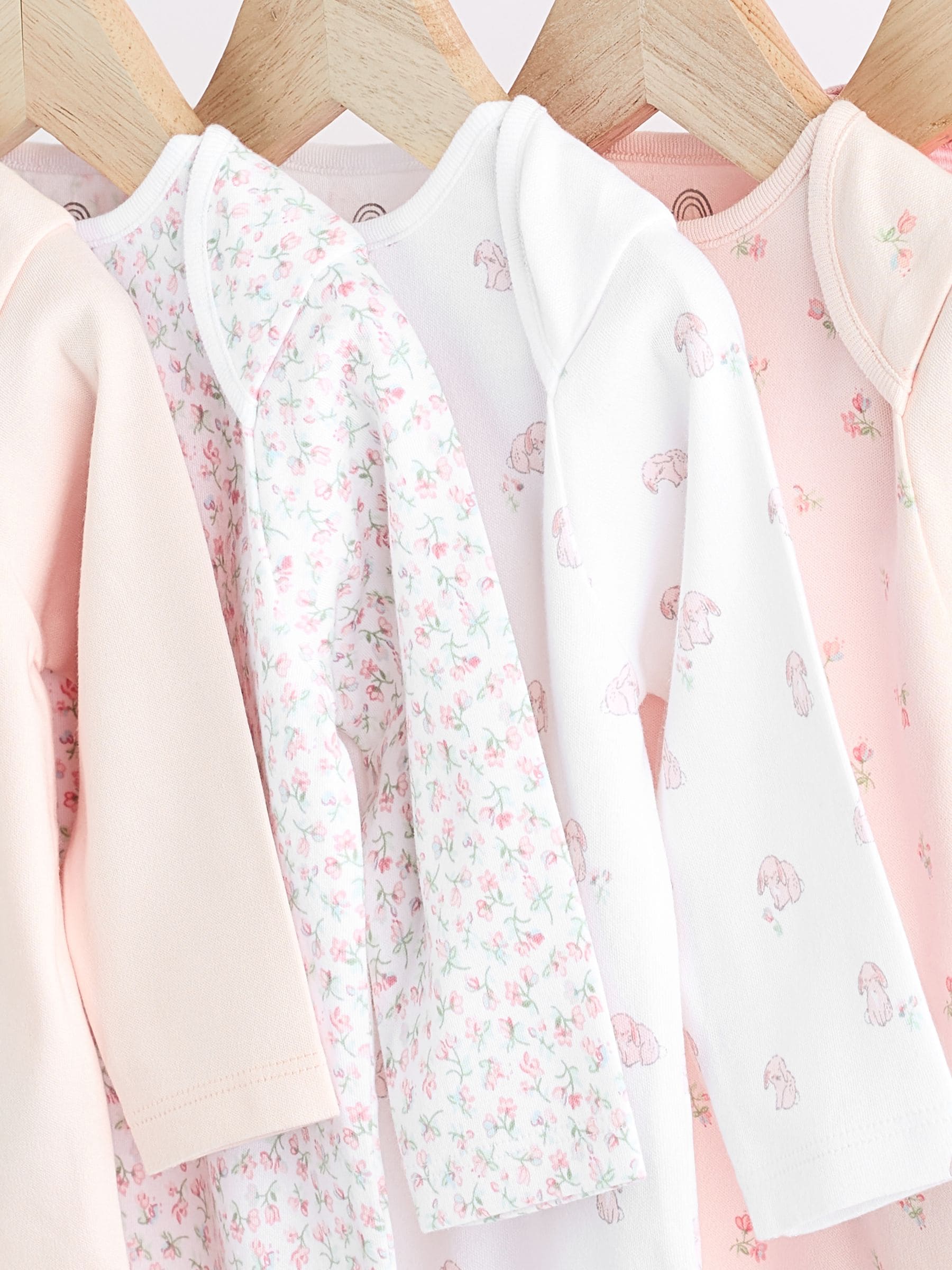 Roze met konijnen - Babyrompertjes met lange mouwen