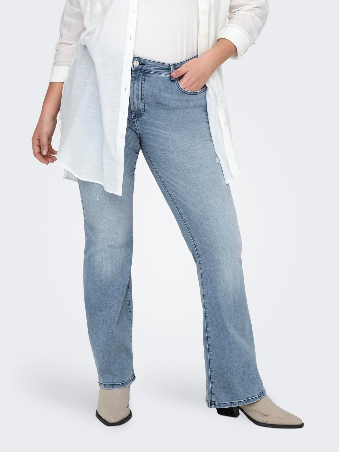 CARWILLY Mittlere Taille Ausgestellt Jeans Light Blue Denim
