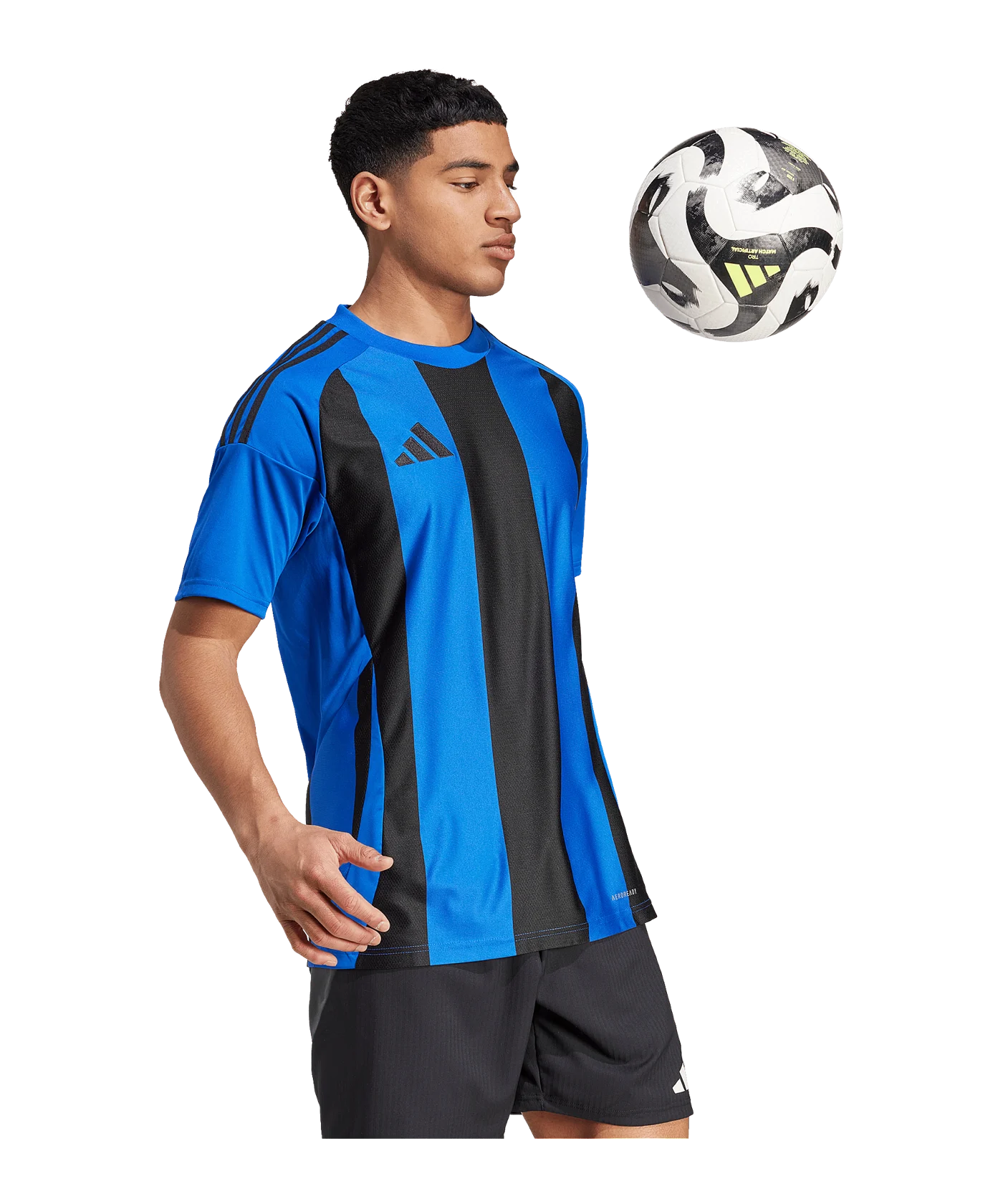 adidas Striped 24 Trikot Blau Schwarz